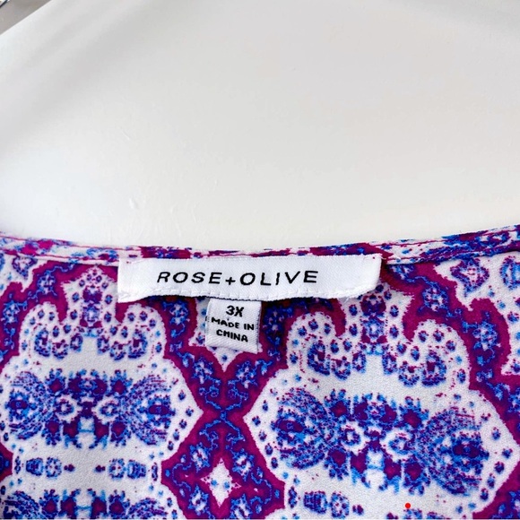 Rose + Olive Women’s Plus Size Boho Medallion Pink Purple Blouse- 3X - Picture 5 of 5